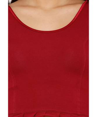 Women's Maroon Lycra Stretchable Readymade Saree Blouse 4