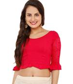 Women's Pink Lycra Stretchable Readymade Saree Blouse