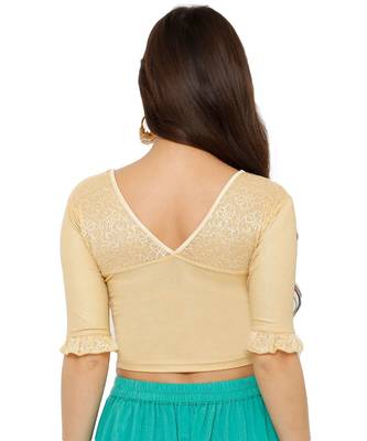 Women'S Gold Shimmer Lycra Stretchable Readymade Saree Blouse 2