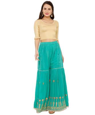 Women'S Gold Shimmer Lycra Stretchable Readymade Saree Blouse 5