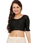 Women's Black Shimmer Lycra Stretchable Readymade Saree Blouse