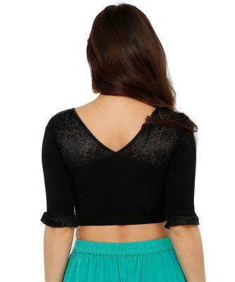 Women's Black Lycra Stretchable Readymade Saree Blouse 2