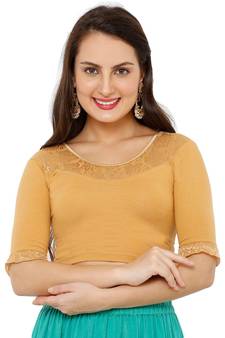 Women's Gold Lycra Stretchable Readymade Saree Blouse