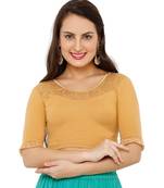 Women's Gold Lycra Stretchable Readymade Saree Blouse
