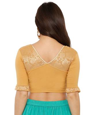 Women's Gold Lycra Stretchable Readymade Saree Blouse 2