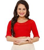 Women's Red Lycra Stretchable Readymade Saree Blouse