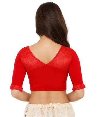 Women's Red Lycra Stretchable Readymade Saree Blouse 2