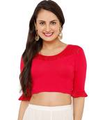 Women's Pink Lycra Stretchable Readymade Saree Blouse