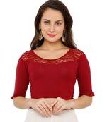 Women's Maroon Lycra Stretchable Readymade Saree Blouse