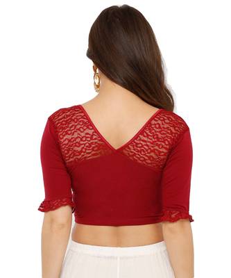 Women's Maroon Lycra Stretchable Readymade Saree Blouse 2