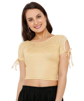 Women's Gold Nylon Stretchable Readymade Saree Blouse 1