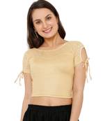 Women's Gold Nylon Stretchable Readymade Saree Blouse