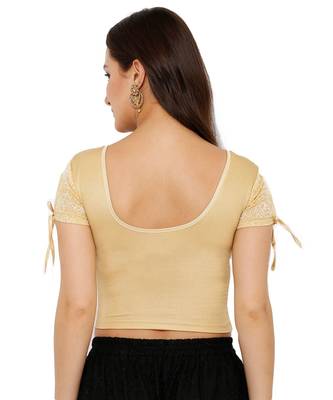 Women's Gold Nylon Stretchable Readymade Saree Blouse 2
