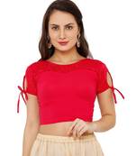 Women's Pink Cotton Lycra Stretchable Readymade Saree Blouse
