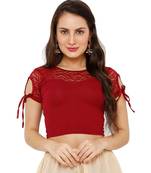 Women's Maroon Cotton Lycra Stretchable Readymade Saree Blouse