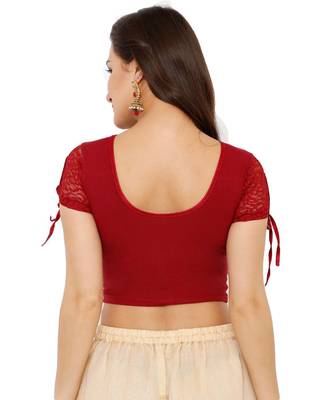 Women's Maroon Cotton Lycra Stretchable Readymade Saree Blouse 2