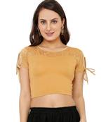 Women's Gold Cotton Lycra Stretchable Readymade Saree Blouse