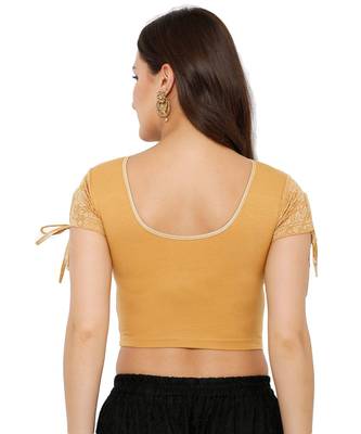 Women's Gold Cotton Lycra Stretchable Readymade Saree Blouse 2