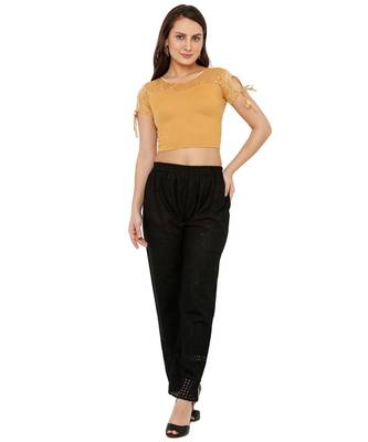 Women's Gold Cotton Lycra Stretchable Readymade Saree Blouse 5