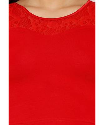 Women's Red Cotton Lycra Stretchable Readymade Saree Blouse 4