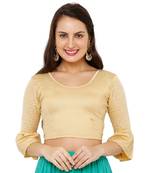 Women's Gold Nylon Stretchable Readymade Saree Blouse