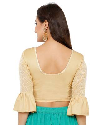 Women's Gold Nylon Stretchable Readymade Saree Blouse 2
