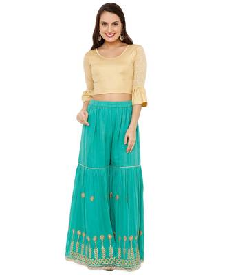 Women's Gold Nylon Stretchable Readymade Saree Blouse 5