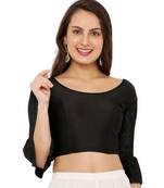 Women's Black Nylon Stretchable Readymade Saree Blouse