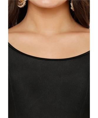 Women's Black Nylon Stretchable Readymade Saree Blouse 4
