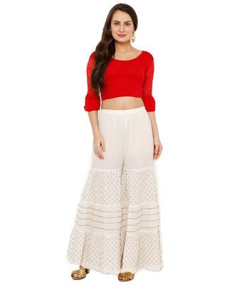 Women's Red Cotton Lycra Stretchable Readymade Saree Blouse 5