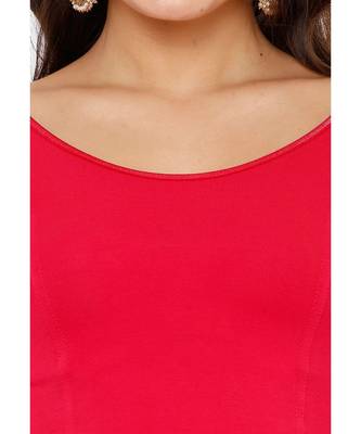 Women's Pink Cotton Lycra Stretchable Readymade Saree Blouse 4