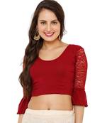 Women's Maroon Cotton Lycra Stretchable Readymade Saree Blouse
