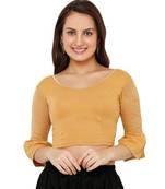 Women's Gold Cotton Lycra Stretchable Readymade Saree Blouse