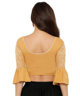 Women's Gold Cotton Lycra Stretchable Readymade Saree Blouse 2