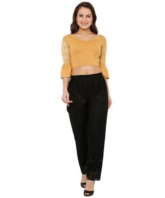 Women's Gold Cotton Lycra Stretchable Readymade Saree Blouse 5