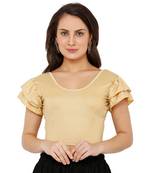 Women's Gold Nylon Stretchable Readymade Saree Blouse