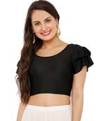 Women's Black Nylon Stretchable Readymade Saree Blouse