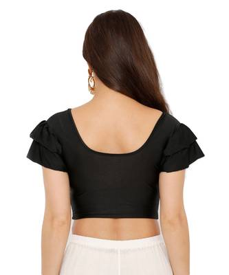 Women's Black Nylon Stretchable Readymade Saree Blouse 2