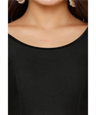 Women's Black Nylon Stretchable Readymade Saree Blouse 4