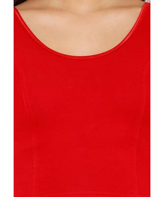 Women's Red Cotton Lycra Stretchable Readymade Saree Blouse 4