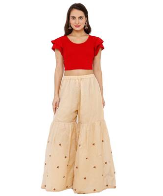Women's Red Cotton Lycra Stretchable Readymade Saree Blouse 5