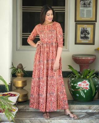 Light Coral Pure Maslin Gown 1