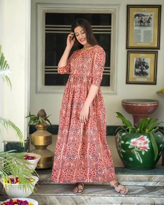 Light Coral Pure Maslin Gown 2