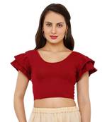 Women's Maroon Cotton Lycra Stretchable Readymade Saree Blouse