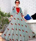 Light Steel Blue Namo Slub Two Tone Rayon Fancy Kurti