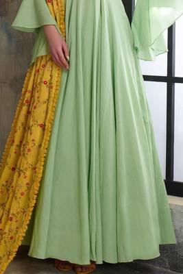 Designer Mint Green  Heavy Cotton Maslin Slub Handwork Partywear Suit 3