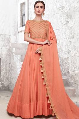 Partywear Designer Indian Red Heavy Cotton Maslin  Partywear Suit 1