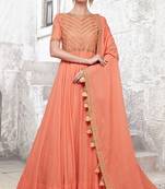 Partywear Designer Indian Red Heavy Cotton Maslin  Partywear Suit