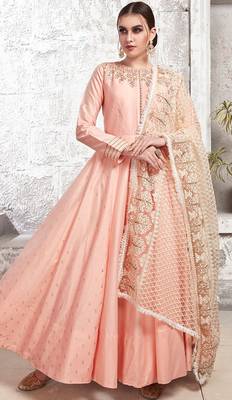 Partywear Designer Light Pink Zurich Satin Partywear Suit 1