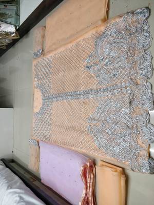 Orange embroidered net salwar 2